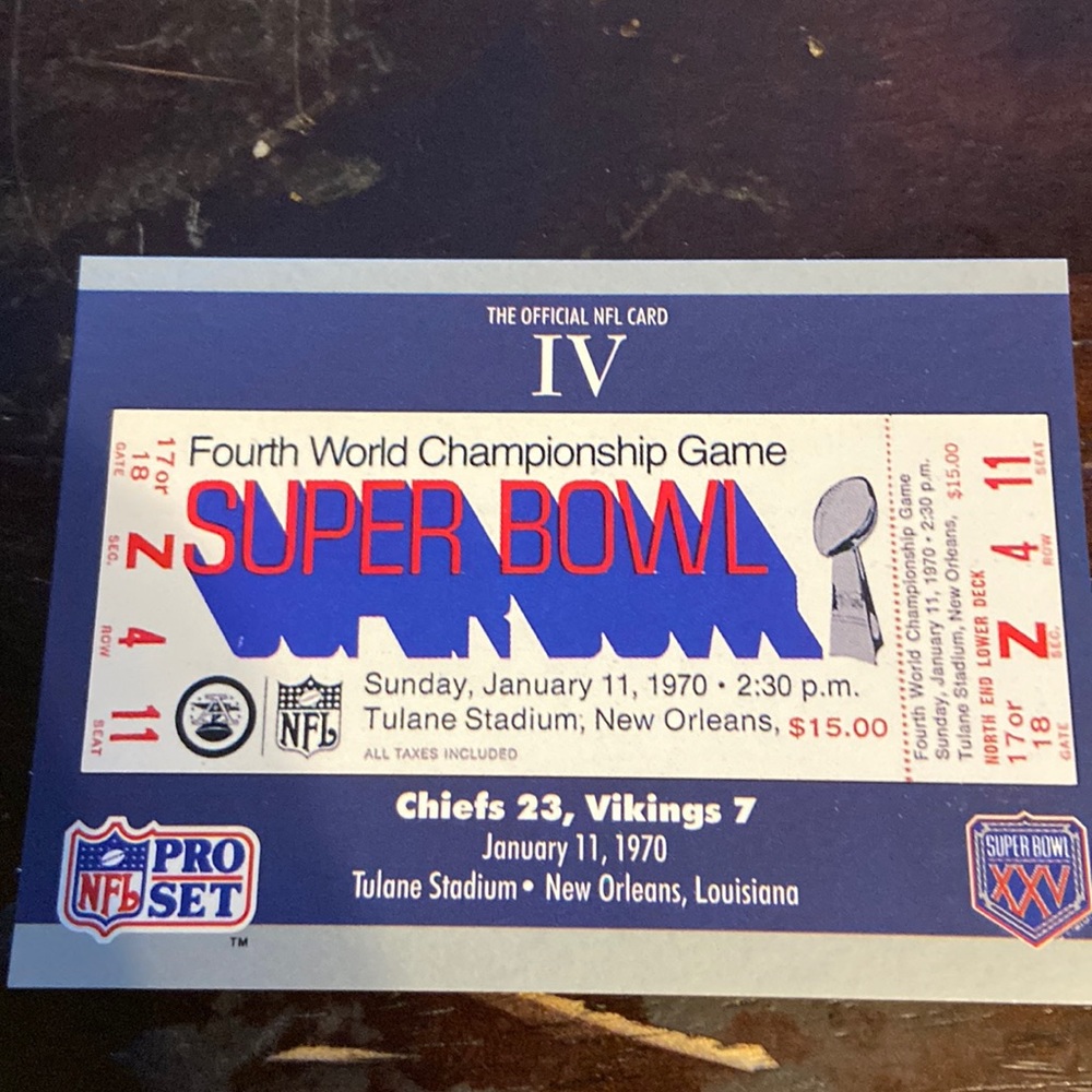Official Super Bowl six nfl card
